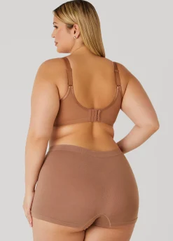Outlet Ashley Stewart Lace Paneled Mesh Underwire Bra Umber