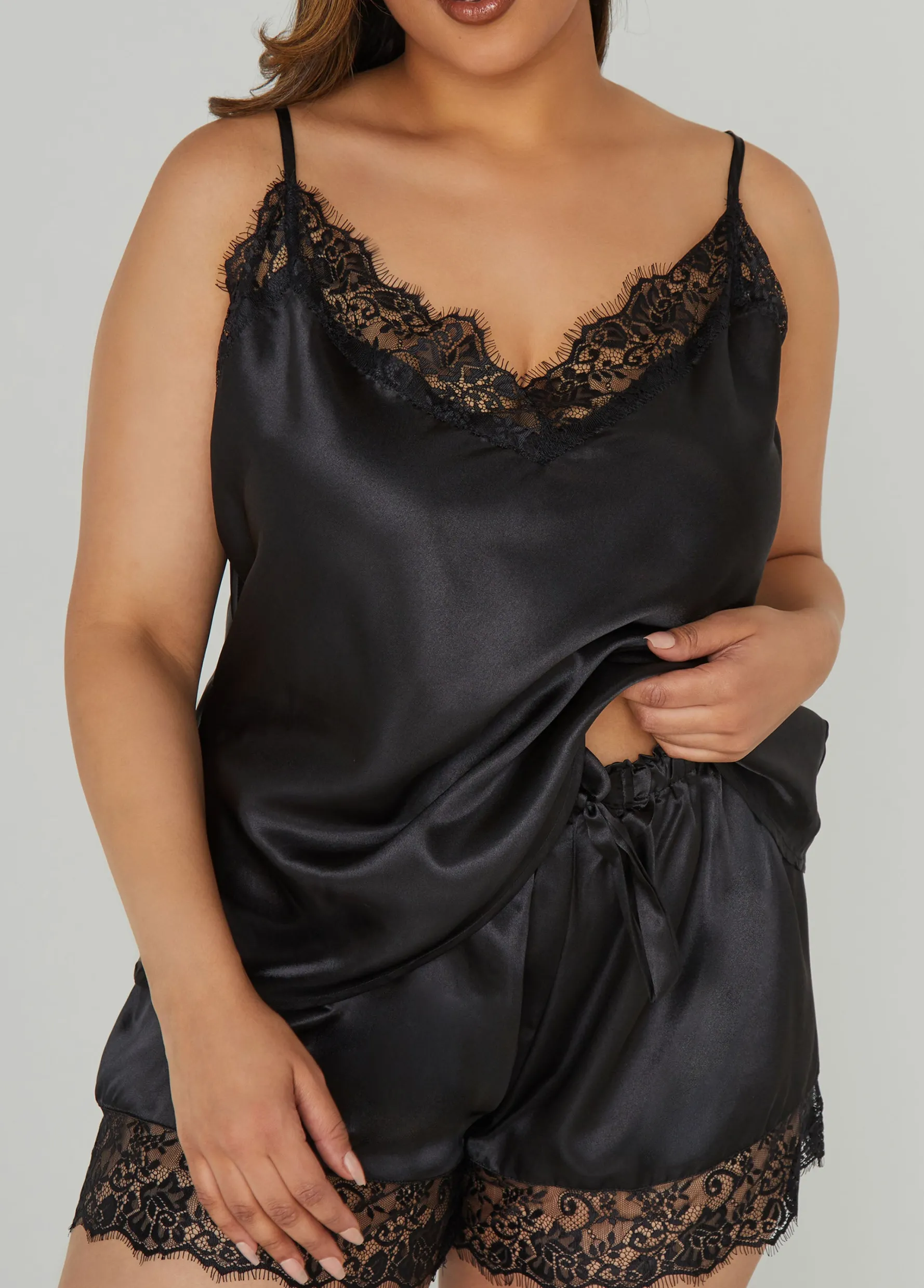 Best Ashley Stewart Lace Trimmed Cami & Shorts Set