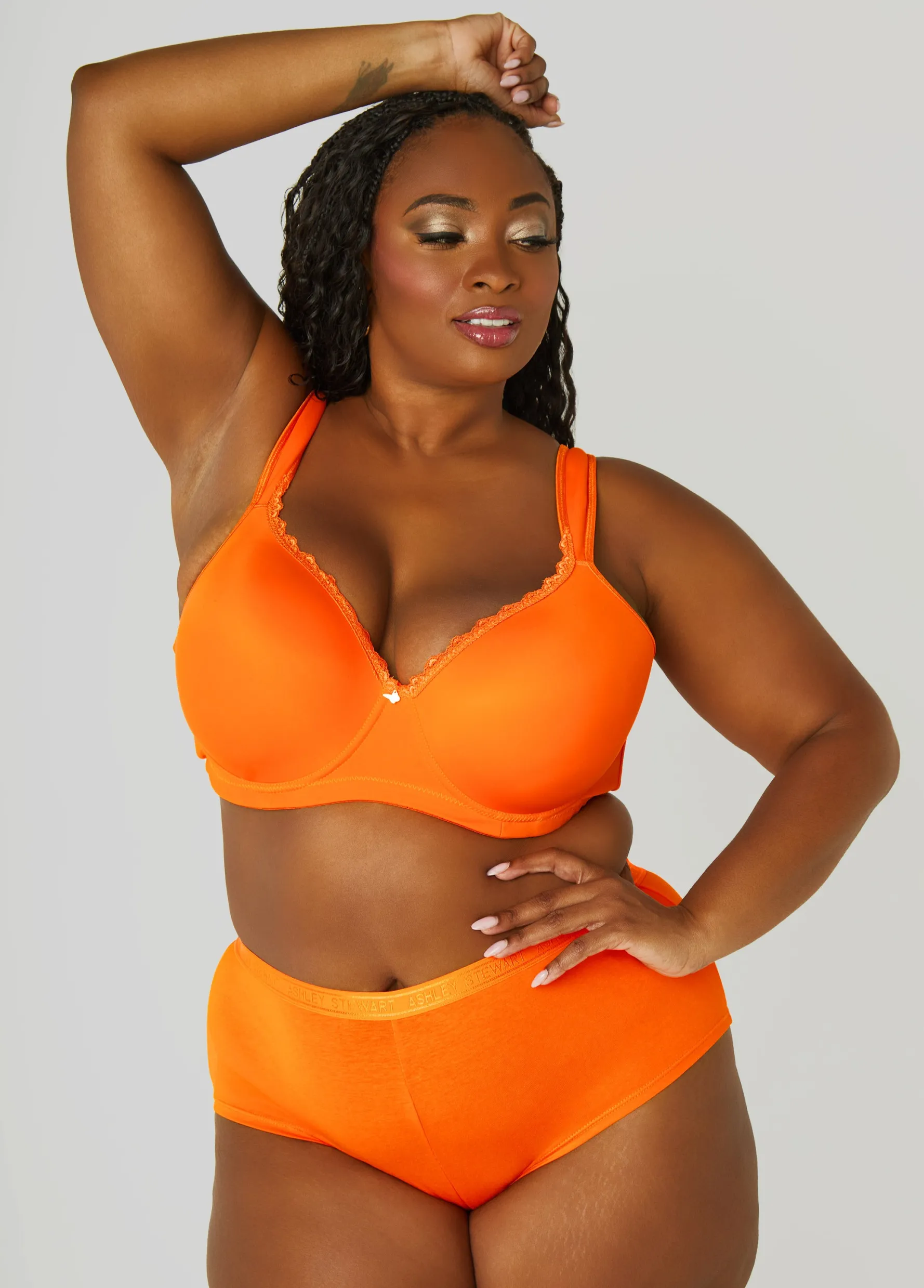 Sale Ashley Stewart Lace Trimmed Full Coverage Butterfly Bra Exuberance