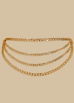Discount Ashley Stewart Layered Tone Chain Belt Gold
