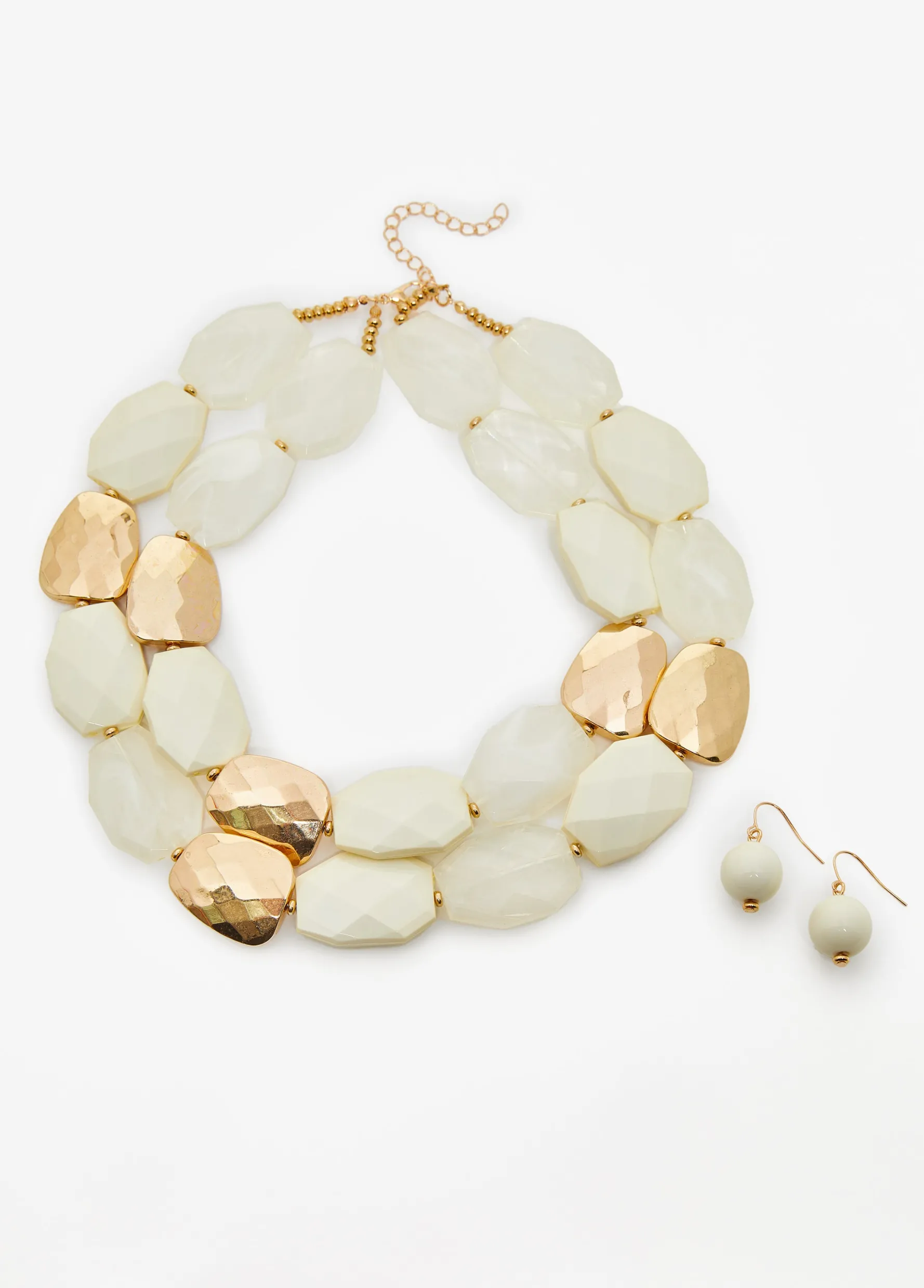 Outlet Ashley Stewart Layered Hammered Necklace Set White