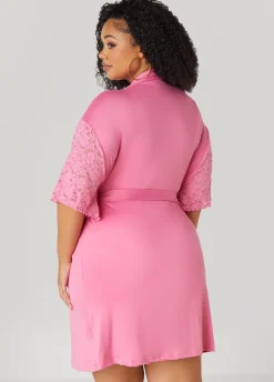 Best Ashley Stewart Love To Sleep 3 Pc Lace Paneled Set Pink