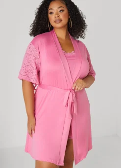 Best Ashley Stewart Love To Sleep 3 Pc Lace Paneled Set Pink