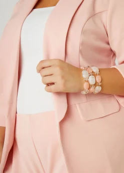 Discount Ashley Stewart Marbled Stone Bracelet Set Bridal Rose