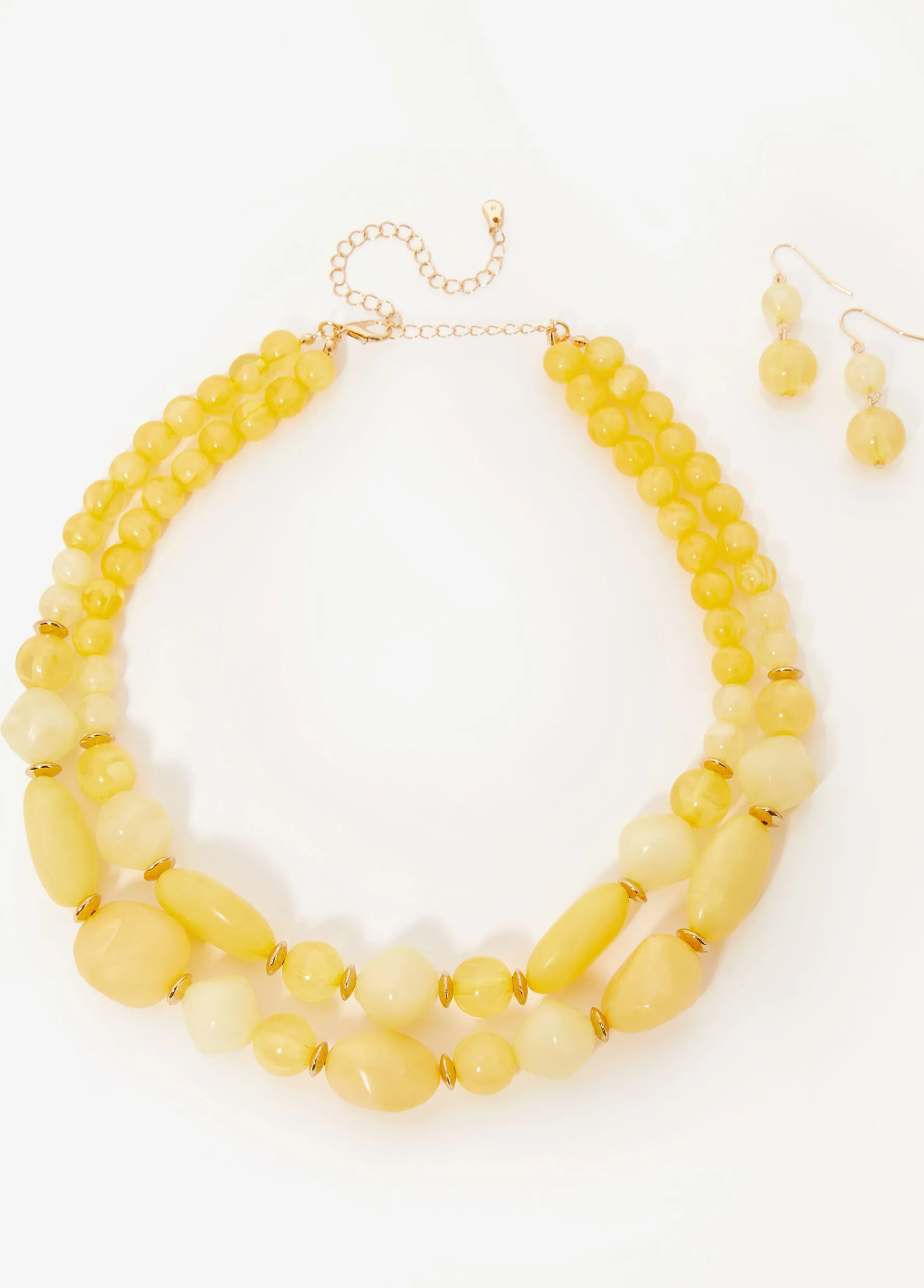 Discount Ashley Stewart Marbled Stone Necklace Set Lemon Drop