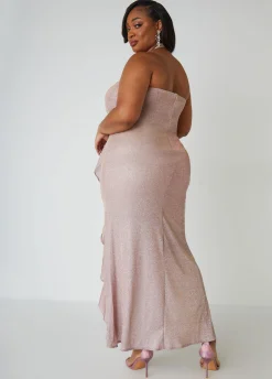 New Ashley Stewart Metallic Halter Gown