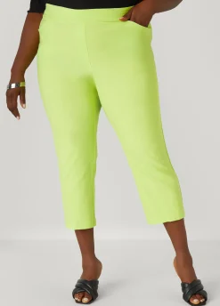 New Ashley Stewart Mid Rise Pull On Capris