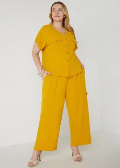 Sale Ashley Stewart Mid Rise Textured Cargo Pants