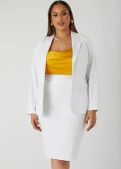 Sale Ashley Stewart Millennium Button Front Blazer White