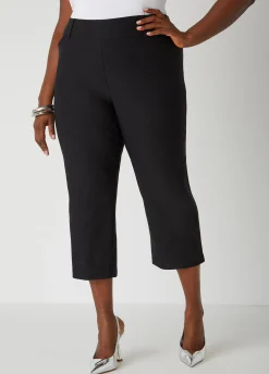 Clearance Ashley Stewart Millennium Cropped Mid Rise Pants Black