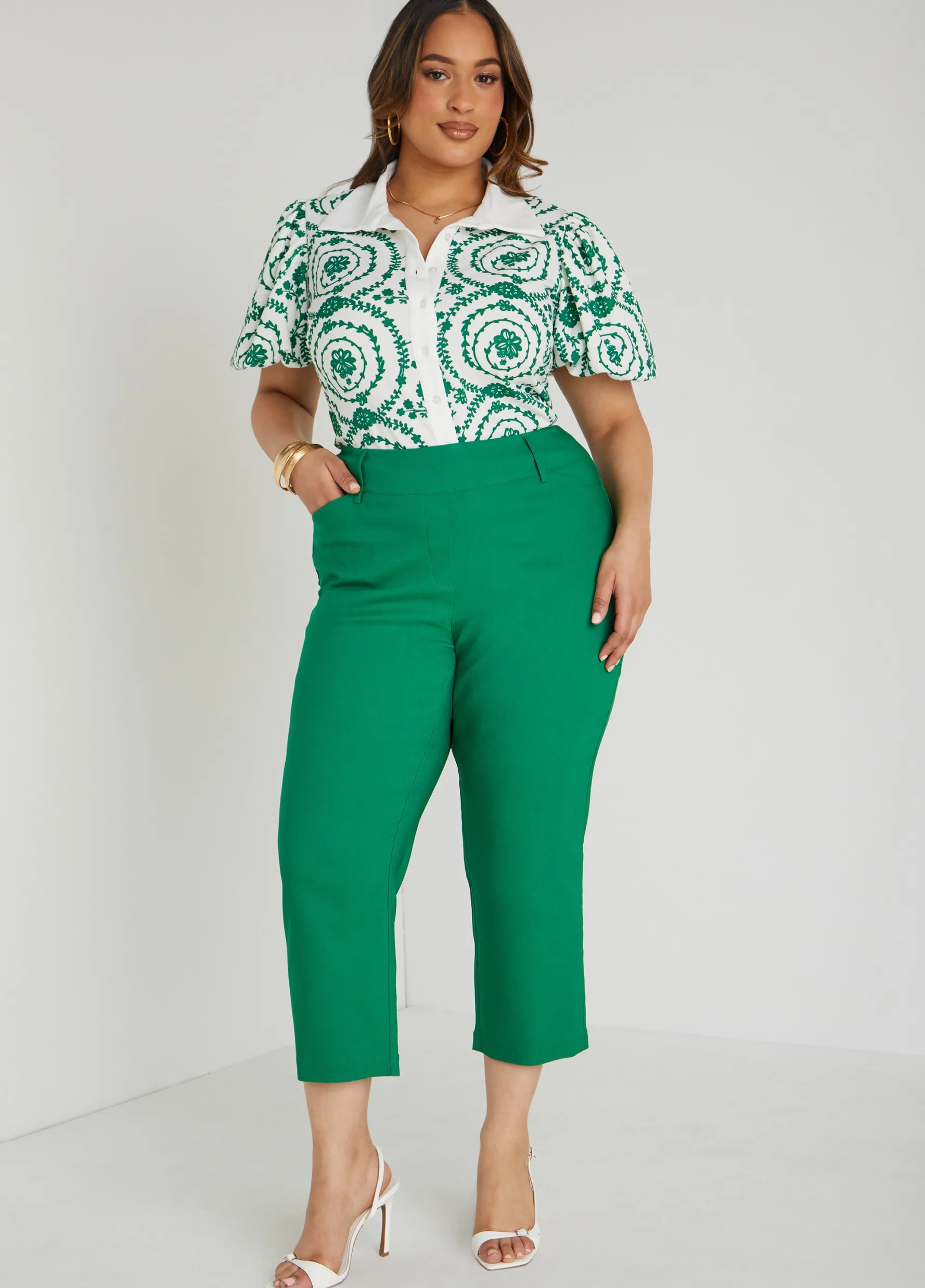 New Ashley Stewart Millennium Cropped Twill Pants