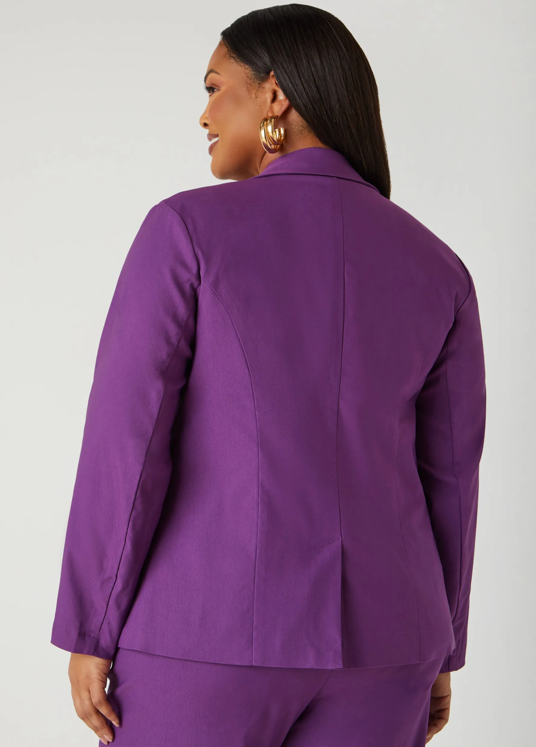 Clearance Ashley Stewart Millennium Stretch Twill Blazer Purple Magic