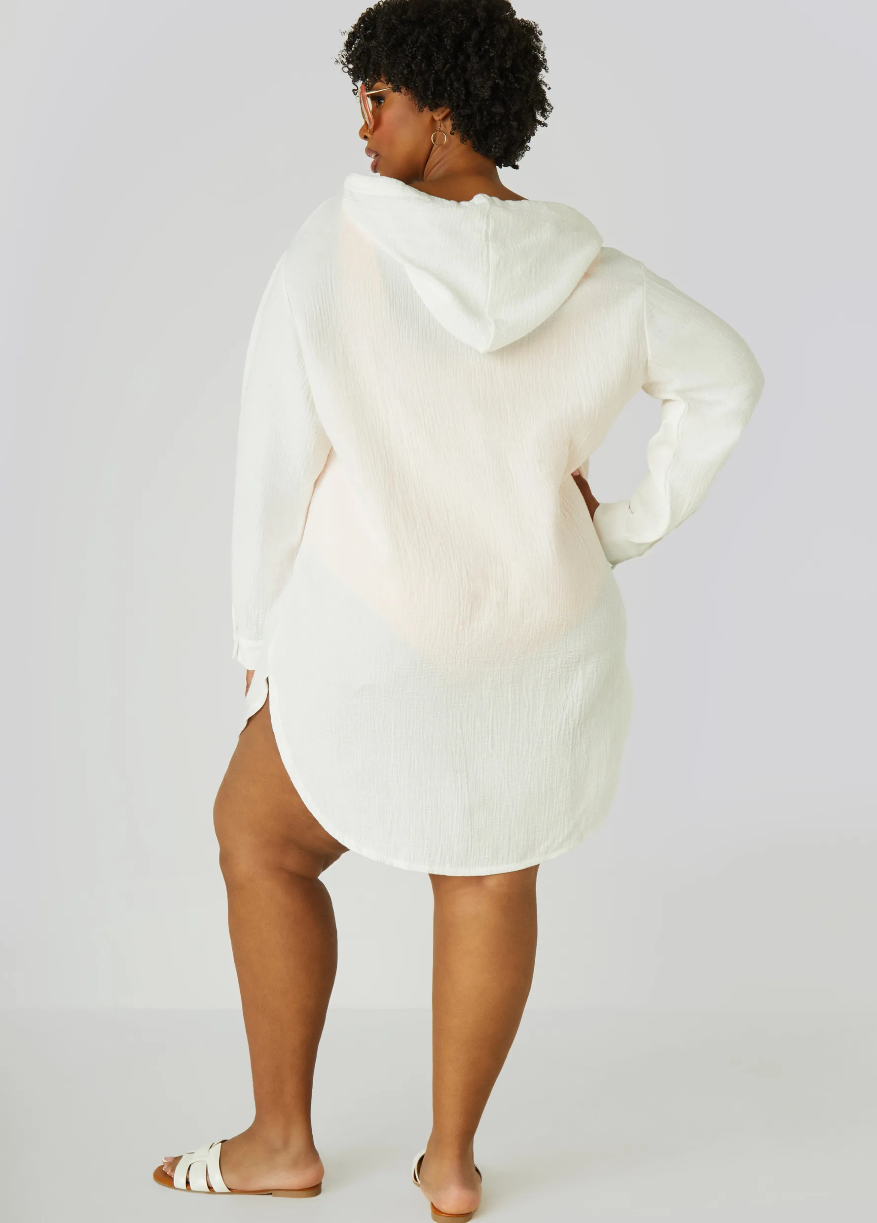 Outlet Ashley Stewart Nicole Miller Cotton Cover Up White