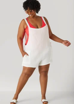 Fashion Ashley Stewart Nicole Miller Gauze Coverup Romper White