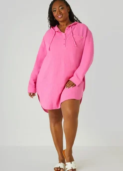Clearance Ashley Stewart Nicole Miller Hooded Cover Up Fuchsia