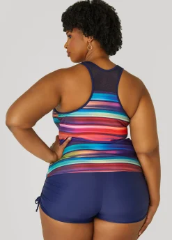 Hot Ashley Stewart Noon Swim Striped Tankini Set Multi