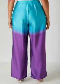 Online Ashley Stewart Ombre Satin Wide Leg Pants Purple Magic