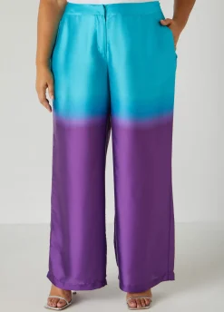 Online Ashley Stewart Ombre Satin Wide Leg Pants Purple Magic