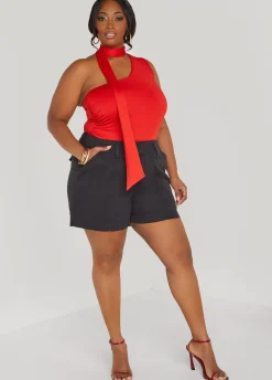 Discount Ashley Stewart One Shoulder Scarf Neck Top