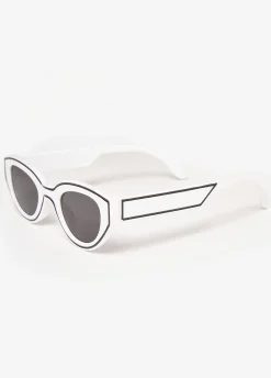 Discount Ashley Stewart Outlined Cat Eye Sunglasses White
