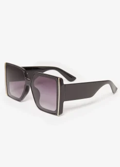 Fashion Ashley Stewart Oversized Square Tinted Sunglasses Black