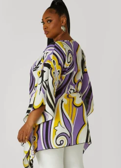 Online Ashley Stewart Paisley V Neck Tunic Dalia Purple
