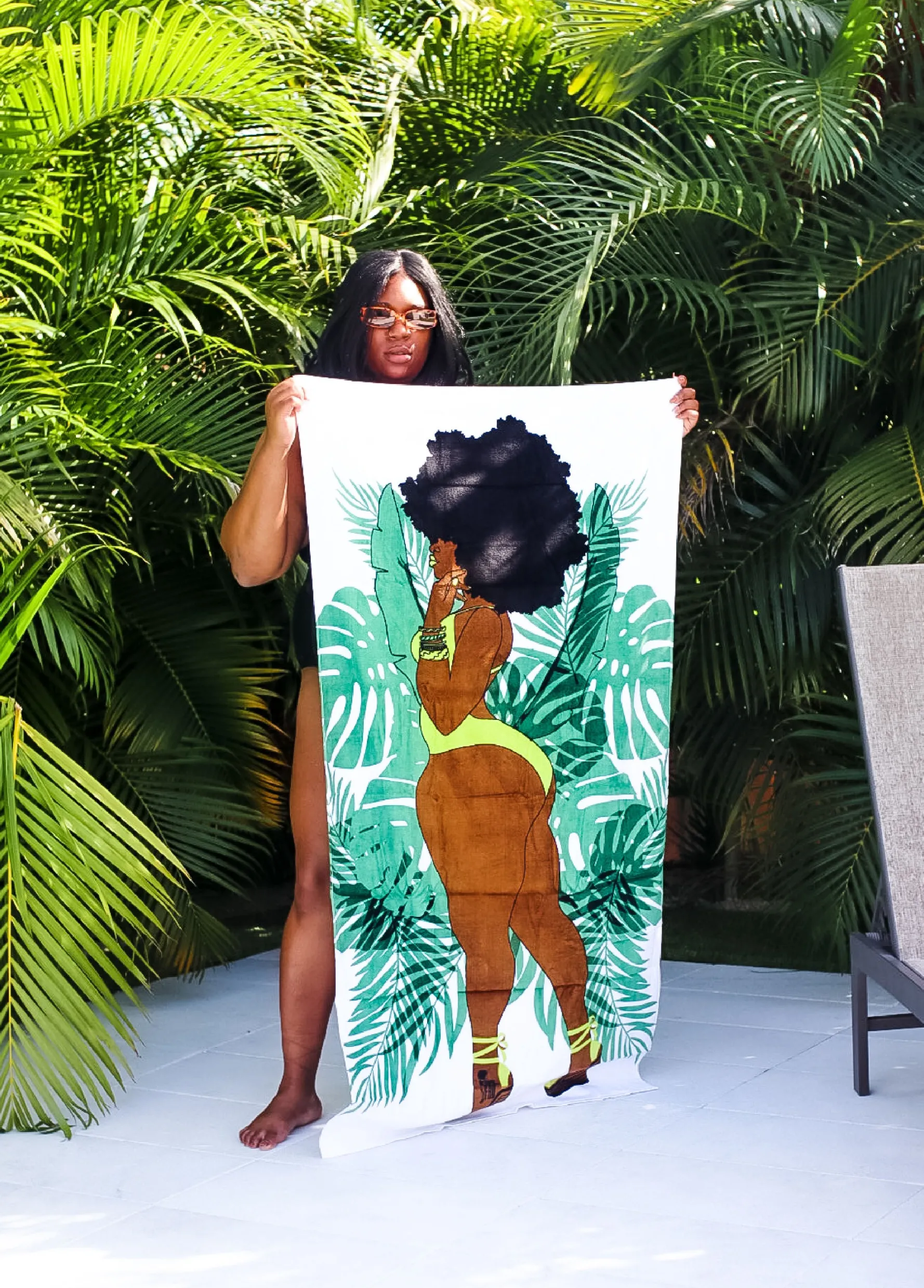 New Ashley Stewart Pardon My Fro™ June Beach Towel White