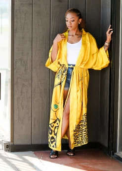 Clearance Ashley Stewart Pardon My Fro™ Mahogany Kimono Yellow