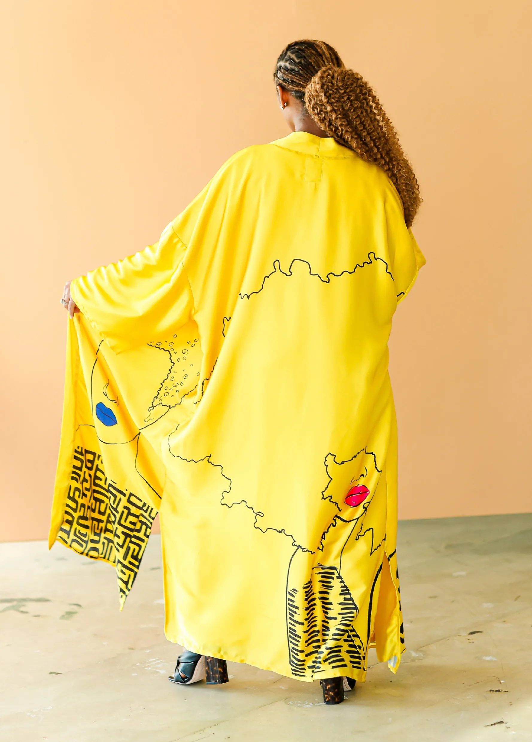 Clearance Ashley Stewart Pardon My Fro™ Mahogany Kimono Yellow