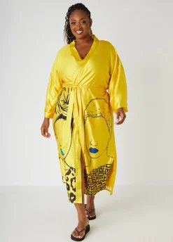 Clearance Ashley Stewart Pardon My Fro™ Mahogany Kimono Yellow