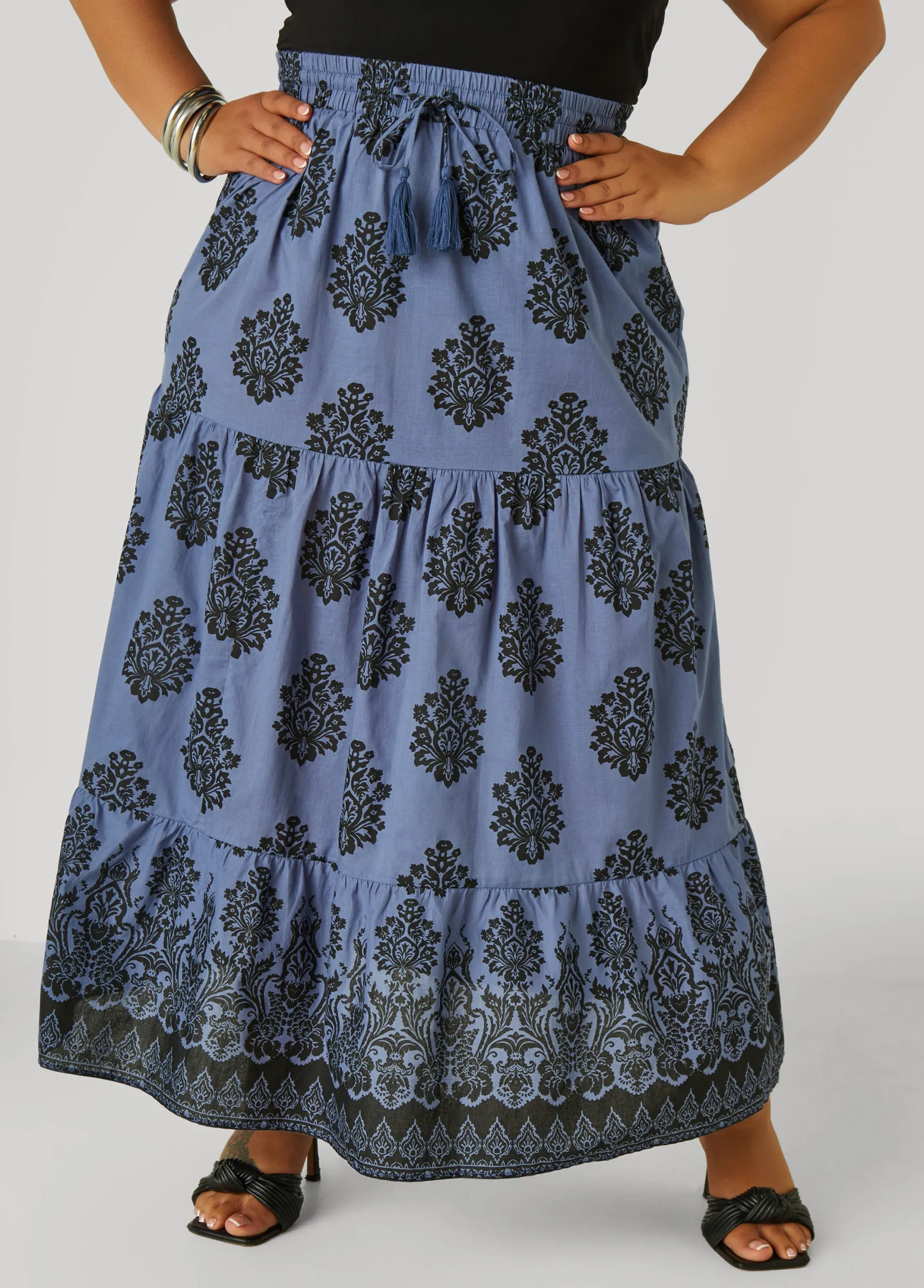 Online Ashley Stewart Printed Cotton Maxi Skirt Riviera