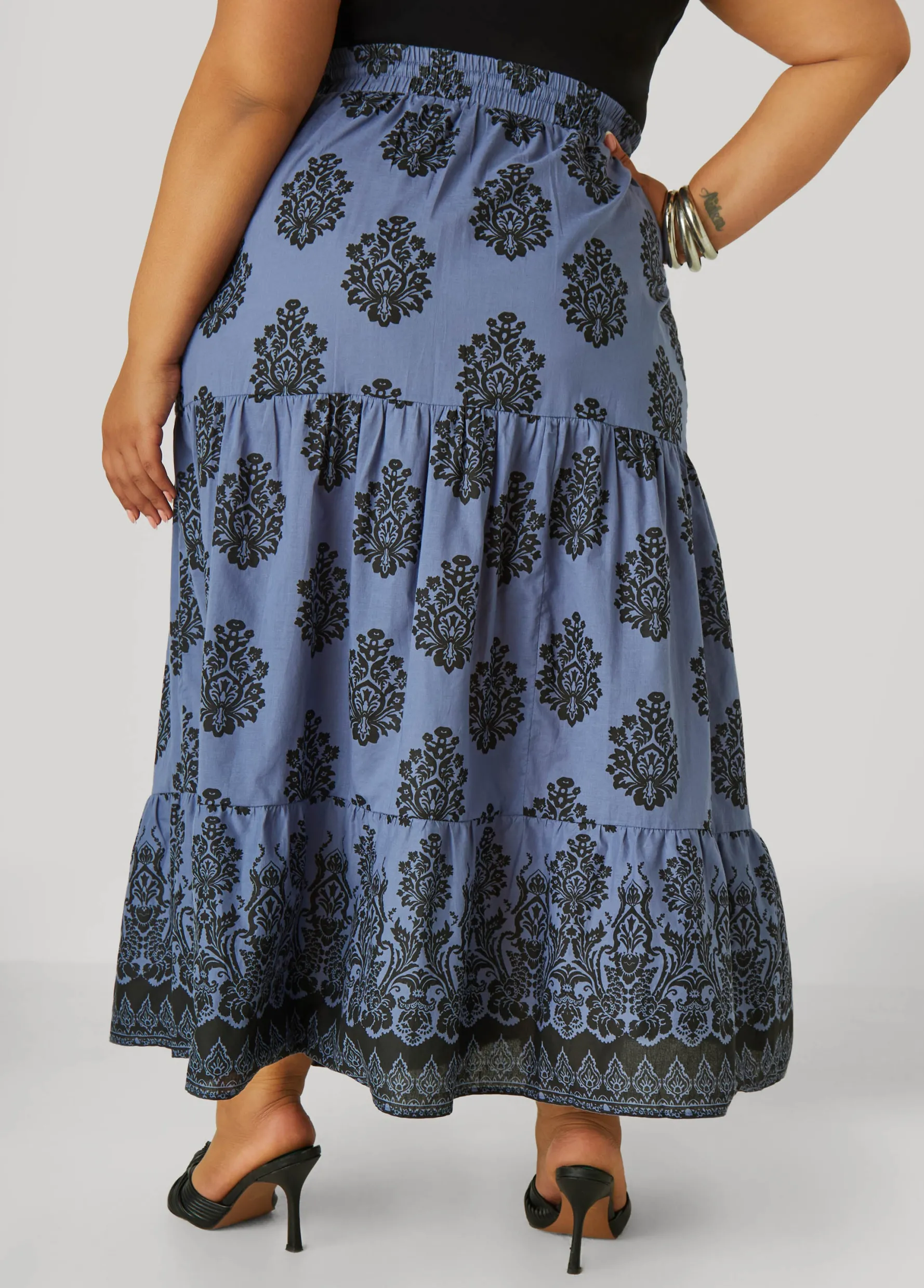 Online Ashley Stewart Printed Cotton Maxi Skirt Riviera
