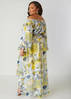 Online Ashley Stewart Printed Hi Low Blouse Yellow