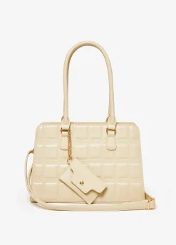 Best Ashley Stewart Puff Effect Faux Leather Satchel Pebble