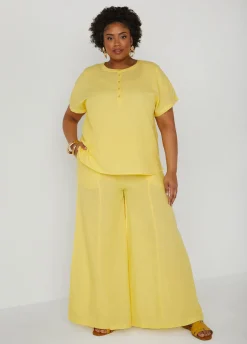 Fashion Ashley Stewart Pull On Wide Leg Pants