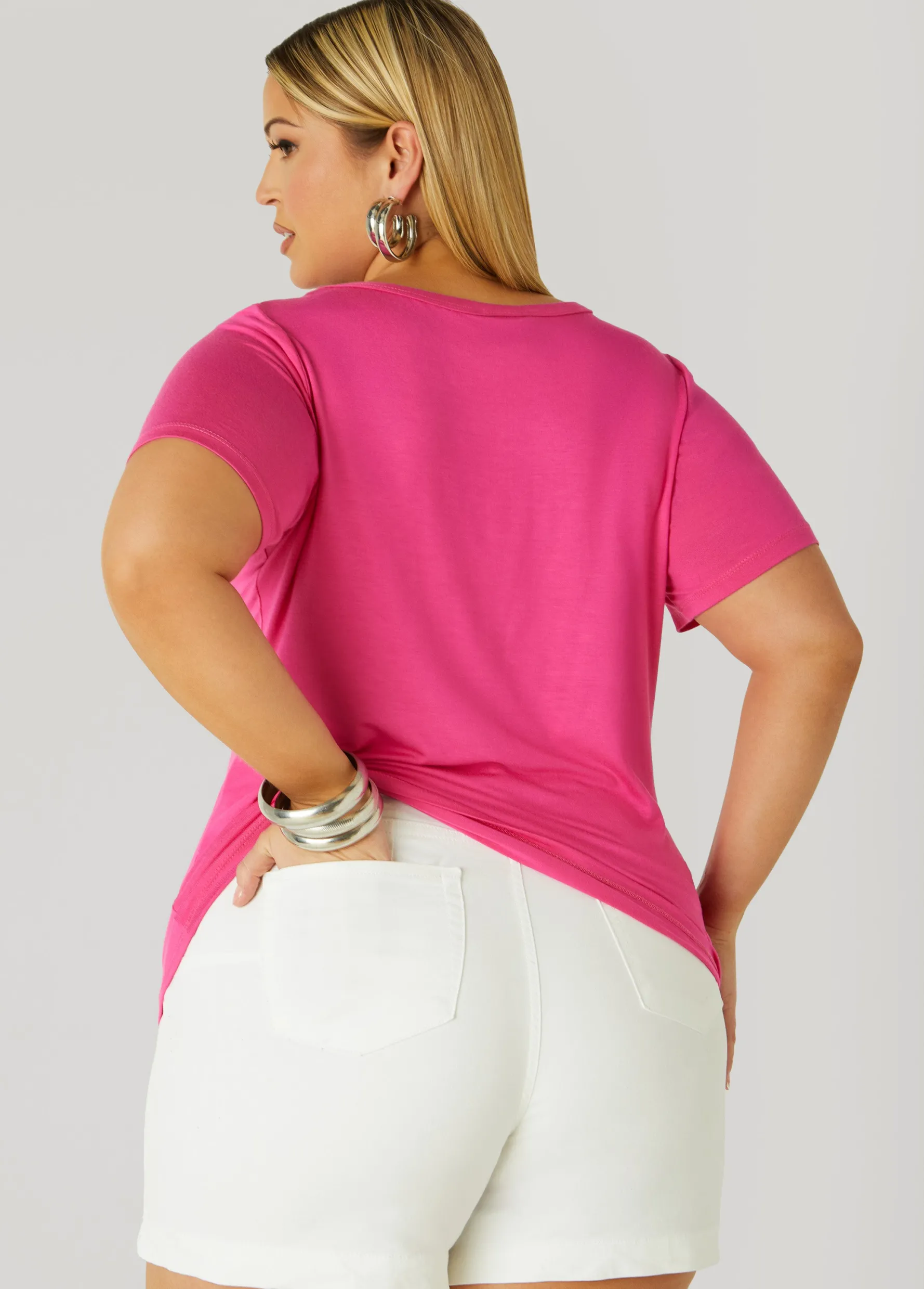 Outlet Ashley Stewart Queen Crystal Tee Fuchsia