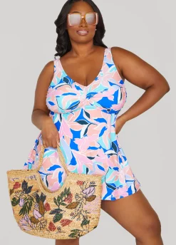 Online Ashley Stewart Raisins Curve Lucia Swimdress Multi