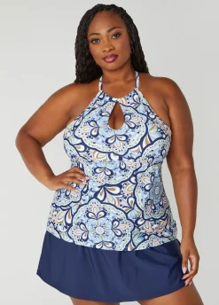 Online Ashley Stewart Raisins Curve Rosalie Tankini Top Multi