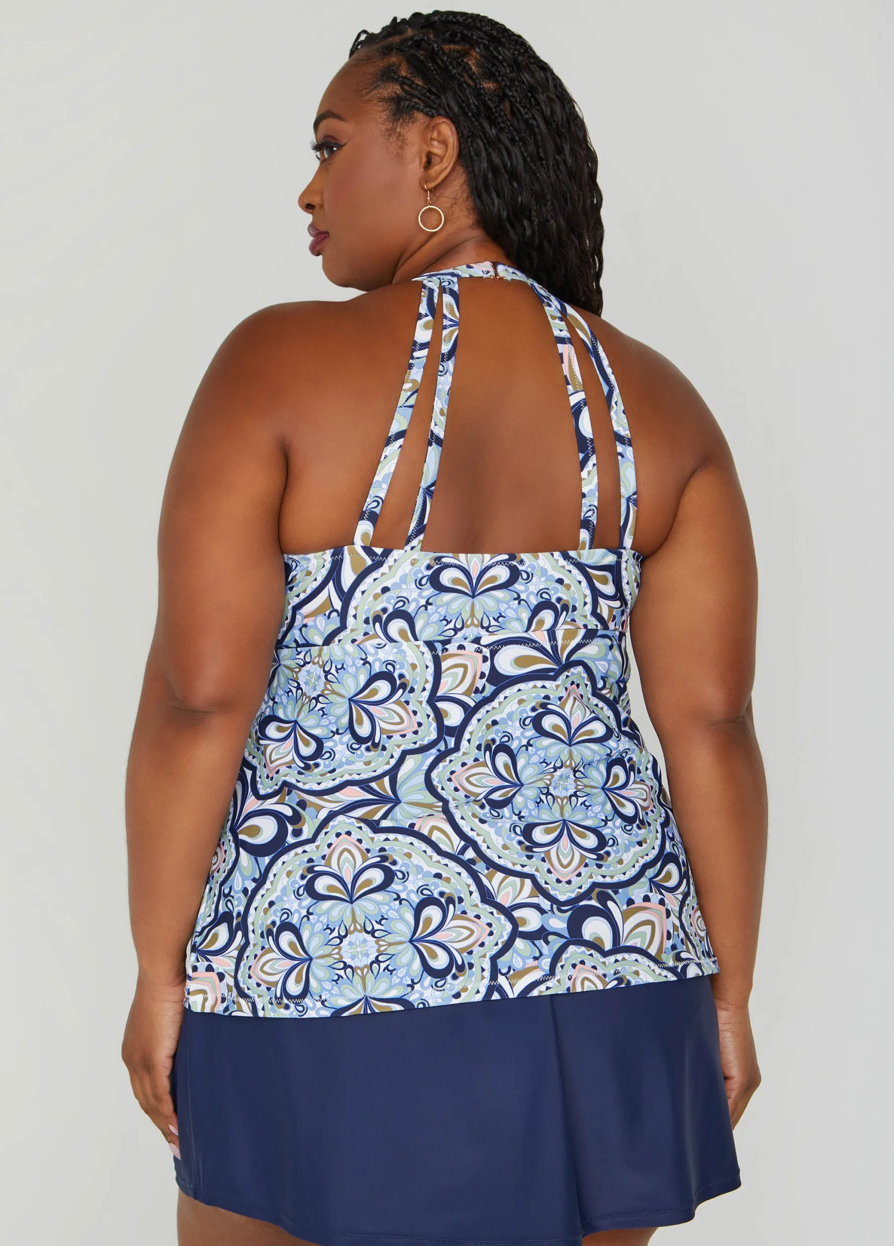 Online Ashley Stewart Raisins Curve Rosalie Tankini Top Multi