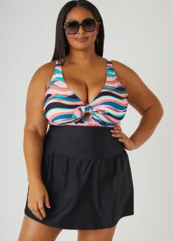 Discount Ashley Stewart Raisins Curve Swim Skirt Black