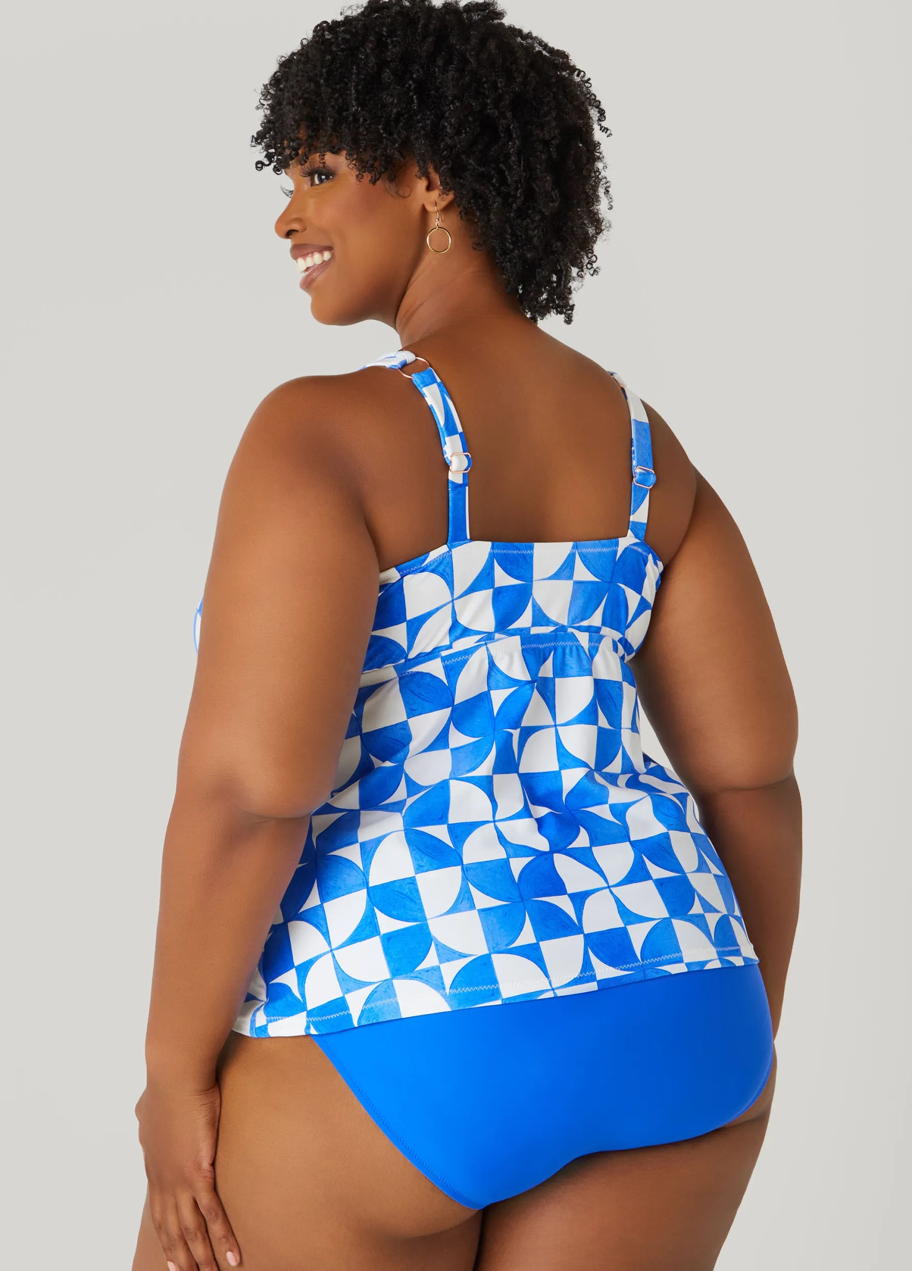 Outlet Ashley Stewart Raisins Curve Tanzania Tankini Top Blue