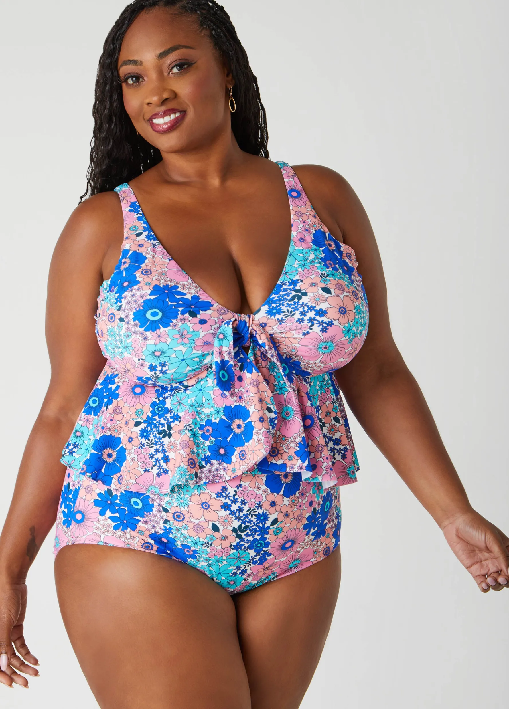 Clearance Ashley Stewart Raisins Curve Topanga Tankini Top Multi