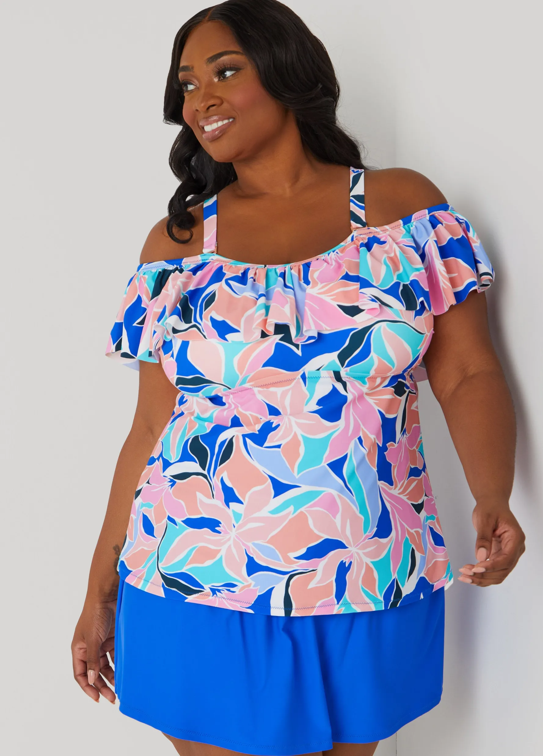 Fashion Ashley Stewart Raisins Curve Tortuga Floral Top Multi