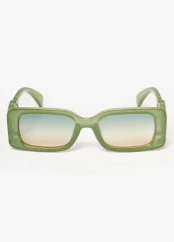 Outlet Ashley Stewart Rectangle Swirl Detail Sunglasses Green