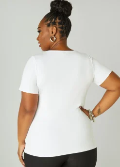Best Ashley Stewart Rosette Jersey Tee White