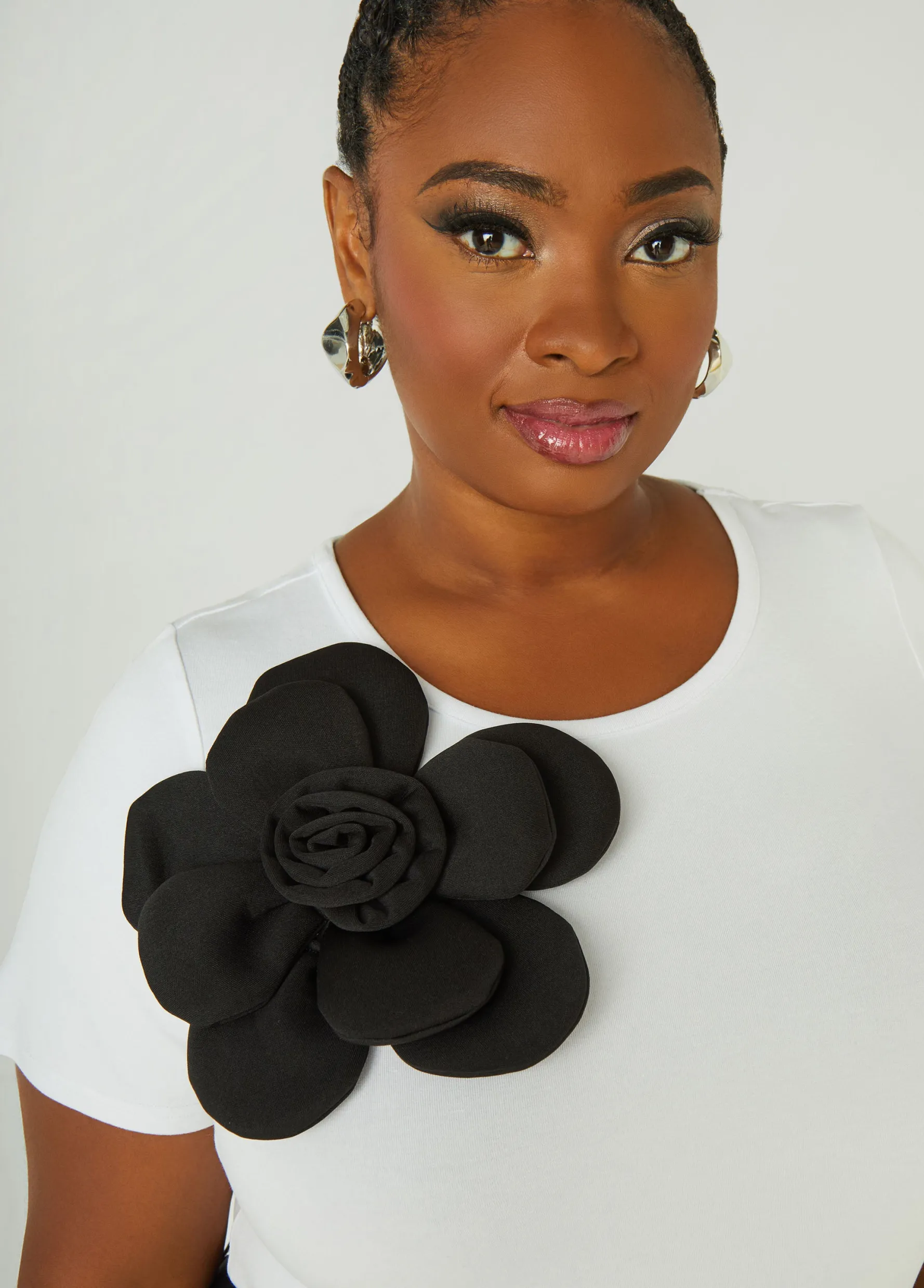 Best Ashley Stewart Rosette Jersey Tee White