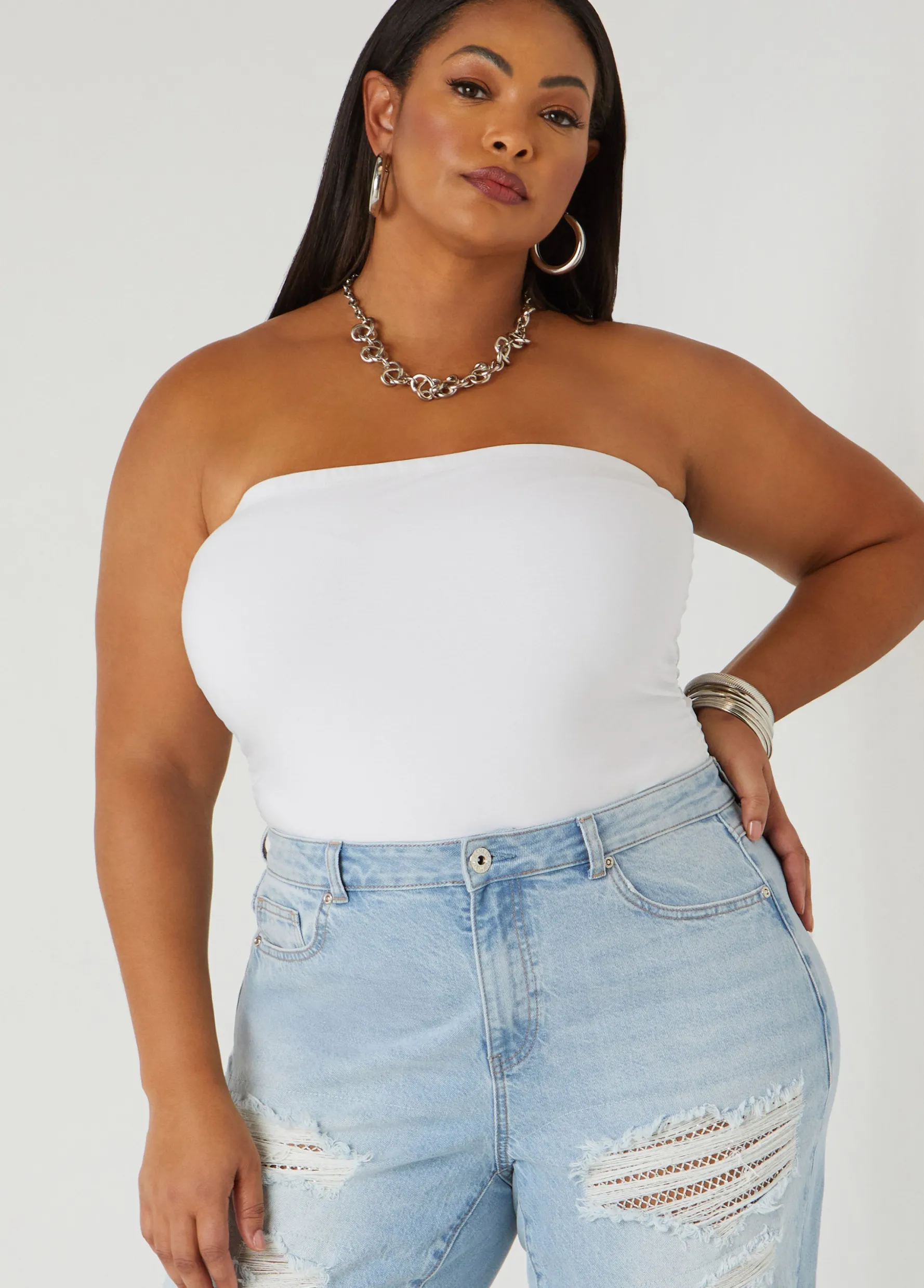New Ashley Stewart Ruched Tube Top