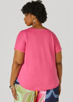 Discount Ashley Stewart Satin Trimmed French Terry Tee