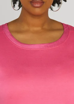 Discount Ashley Stewart Satin Trimmed French Terry Tee
