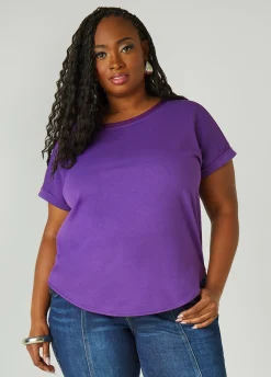 Discount Ashley Stewart Satin Trimmed French Terry Tee